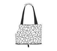 Pet Tote Bag, Travel Portable Dog Handbag With Safety Metal Buckle for Subway Hiking, Abstract Geometric Black On White