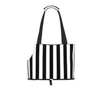 Pet Tote Bag, Travel Portable Dog Handbag With Safety Metal Buckle for Subway Hiking, Black And White Striped