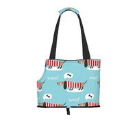 Pet Tote Bag, Travel Portable Dog Handbag With Safety Metal Buckle for Subway Hiking, Cute Dachshund Dog Pattern
