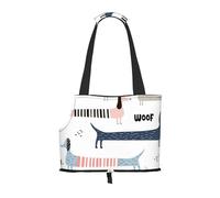 Pet Tote Bag, Travel Portable Dog Handbag With Safety Metal Buckle for Subway Hiking, Cute Navy Blue Dachshund
