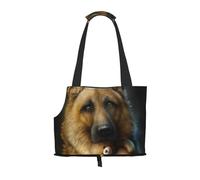Pet Tote Bag, Travel Portable Dog Handbag With Safety Metal Buckle for Subway Hiking, German Shepherd With Cute Toy
