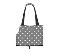 Pet Tote Bag, Travel Portable Dog Handbag With Safety Metal Buckle for Subway Hiking, Grey White Polka Dots