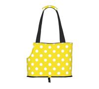 Pet Tote Bag, Travel Portable Dog Handbag With Safety Metal Buckle for Subway Hiking, White Polka Dot Yellow