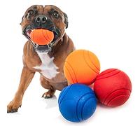 Pet Touch Solid Core Rubber Ball HIGH BOUNCING Dog Toys Indestructible Virtually Tough Dog Toys Interactive Dog Toys Strong Rubber Balls for dogs (Large(60mm), 3 Balls (Blue+Pink+Orange))