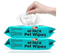 Pet Touch X 60 Pack All Purpose PET WIPES for daily Cleaning of your Dogs and Cats Deodorizing ALCOHOL FREE and WET Moist Dog Paw Cleaner & Dog Ear Cleaner Wipes Pack (120 Wipes)