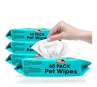 Pet Touch X 60 Pack All Purpose PET WIPES for daily Cleaning of your Dogs and Cats Deodorizing ALCOHOL FREE and WET Moist Dog Paw Cleaner & Dog Ear Cleaner Wipes Pack (240 Wipes)
