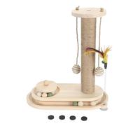 Pet Toy, Cat Feather Toys for Indoor Cats Adult, Cat Scratching Post 2 Layer Ball Track Interactive Tall Cat Scratcher with Teaser Wand for Indoor Cats Oval Turntable