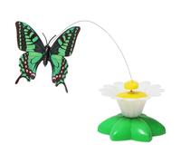Pet Toys And Intelligent Automatic Rotation Cat Toy Featuring Flying Birds And Butterflies Dancing Around Flowers (White, 8cm)