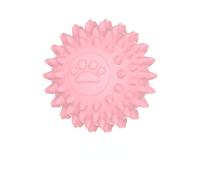 Pet toys ball gnawing teeth grinding bite resistant teeth cleaning hollow TPR footprint ball multi-color dog toys (pink)