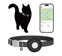 Pet Tracker, Real-time Cat Tracker with Breakaway Cat Collar, Compatible with Apple Find My(iOS Only), Alarm Alerts, No Monthly Fee, Battery Life Up to 1 Years, Black