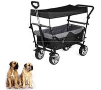 Pet Trailer, Foldable 4 Wheels, Multifunctional Dog Trailer, Can Bring Pets for Outdoor Camping (Black)