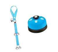 Pet Training Doorbell Rope Strap, Loud, Sky Blue | Pet training bell rope and 2 push button alarms for pet toilet notifications and interactive play
