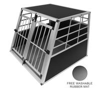 Pet Transport Cage Car Crate Aluminium Double Large Travel Box 2 Doors