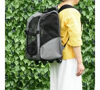 PawHut Pet Travel Backpack Bag w/ Trolley - Grey, Grey