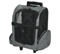 Pet Travel Backpack Bag Grey 42x25x55cm 600D Oxford PVC Mesh Steel-Alu PU Wheels