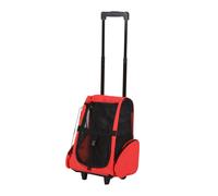 Pet Travel Backpack Carrier Red 42x25x55cm 600D Oxford PVC Mesh Steel-Alum Wheel
