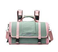 Pet travel Box Fashionable Cat Bag Space Capsule Backpack Canvas Cat Outing Portable Cat Takeaway Horizontal Pet Bag Pet Cage(Green,A)