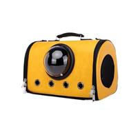 Pet travel Box Fashionable Leather Pet Space Bag Cat Bag Outdoor Shoulder Crossbody Portable Breathable Pet Luggage Bag Pet Cage(Yellow)