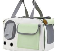 Pet travel Box Fashionable, Ventilated, Multifunctional Folding Transparent Shoulder-carrying Simple Space Capsule Pet Bag Pet Cage(Green)