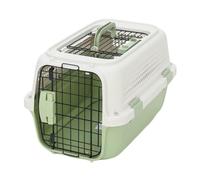 Pet travel Box Pet Air Box With Skylight Pet Checked Box Outing Portable Box Cat Cage Dog Car Transport Box Air Box Pet Cage(Green,B)
