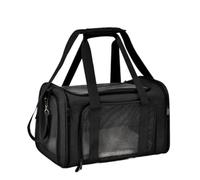 Pet travel Box Pet Bag, Simple Breathable Steel Wire Pet Outing Bag With Iron Buckles On Both Sides, Cross-body Pet Bag, Car Bag Pet Cage(Black)