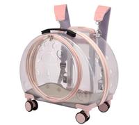 Pet travel Box Pet Luggage Transparent Trolley Case Cat Bag Outdoor Portable Dog Space Capsule Cat Backpack Pet Supplies Pet Cage(Pink,B)
