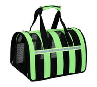 Pet travel Box Travel Cat Bag Foldable Portable Cat Cage Mesh Breathable Striped Simple Pet Backpack When Going Out Pet Cage(Green,34 * 24 * 24cm)