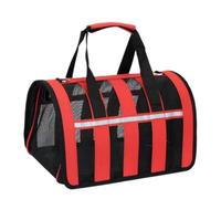 Pet travel Box Travel Cat Bag Foldable Portable Cat Cage Mesh Breathable Striped Simple Pet Backpack When Going Out Pet Cage(Red,49 * 28 * 27cm)
