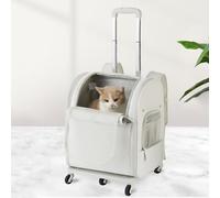 Pet Travel Carrier Backpacks Cat Box, Portable Foldable Pet Trolley Case with Wheels, Pet Trolley Bag,Oxford Cloth Crate (Gray One Size)