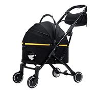 Pet Travel Carrier Dog Strollers for Small Medium Dogs, Removable Dog Cat Stroller Carriage for Multiple pet, Foldable Pet Stroller Dog Prem Pushchair with Storage Bag (Color : Nero)