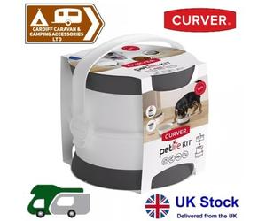 Pet Travel Kit Food Container + 2x Bowl 1.5L 3 in 1 Handle Stackable Portable