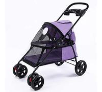 Pet Travel Stroller 4 Wheels Dogs Pushchair Foldable Cat Pram Jogger Buggy Ultra Light One Touch to Assemble Max Loading 12.5kg Black (Purple)