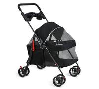 Pet Travel Stroller Dog Cat Pushchair Pram Jogger Buggy with 4 Wheels, Pet Stroller Carrier Foldable Jogger Walk Travel Dog Cat Strollers with Cup Holder for Small Midium Dogs Cats (Black)