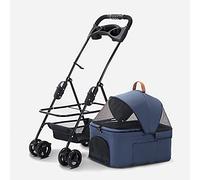 Pet Travel Stroller Dog Pushchair for Dogs Outgoing Folding Transport Cart,Blue (Color : Blu)