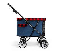 Pet Travel Stroller Dog Stroller 4 Wheels Pet Trolley Carrier Mesh Windows for Medium Large Dogs,C (Color : B)