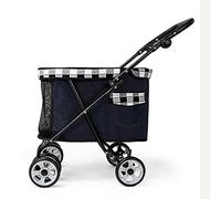 Pet Travel Stroller Dog Stroller 4 Wheels Pet Trolley Carrier Mesh Windows for Medium Large Dogs,C (Color : C)