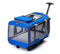 Pet Travel Stroller Fold Pet Stroller Cat Dog Removable Cart Wheels Travel 4 Wheels Portable Practical,Blue (Color : Blu)