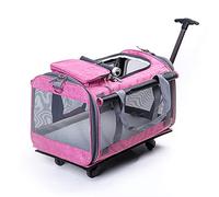 Pet Travel Stroller Fold Pet Stroller Cat Dog Removable Cart Wheels Travel 4 Wheels Portable Practical,Blue (Color : Roze)
