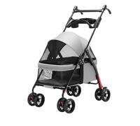 Pet Travel Stroller Foldable Dog Cat Pushchair Pram Jogger Buggy with 4 Wheels Rotating Handle Dog Stroller with Rain Cover Cup Holder Pet Pram for Small Medium
