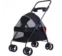 Pet Travel Stroller, Foldable Dog Pram, Portable Cat Carrier Bag and Trolley for Dogs and Cats, Pecute Pet Carrier with Handbag Function