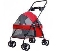 Pet Travel Stroller, Foldable Dog Pram, Portable Cat Carrier Bag and Trolley for Dogs and Cats, Pecute Pet Carrier with Handbag Function