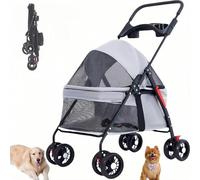 Pet Travel Stroller, Foldable Dog Pram with Wheels, Portable Cat Carrier Bag and Trolley for Dogs and Cats, Pecute Pet Carrier with Handbag Function