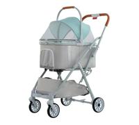 Pet Travel Stroller Foldable Pet Stroller 3-in-1 Dog with Detachable Carrier Storage Basket 4 Wheels for Small Medium Dogs & Cats for Cats Puppies Pets(Grün)