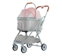 Pet Travel Stroller Foldable Pet Stroller 3-in-1 Dog with Detachable Carrier Storage Basket 4 Wheels for Small Medium Dogs & Cats for Cats Puppies Pets(Pink)