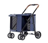 Pet Travel Stroller Foldable Pet Stroller with 4 Wheels Portable Dog Cat for Small Medium Dogs Cats for Cats Puppies Pets(Blue)