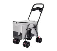 Pet Travel Stroller Foldable Pet Stroller with 4 Wheels Portable Dog with Cup Holder Cat for Medium Large Dogs Cats for Cats Puppies Pets(Grey)