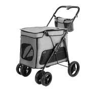 Pet Travel Stroller Foldable Pet Stroller with 4 Wheels Portable Dog with Storage Bag Cat for Medium Small Dogs Cats Cats Puppies(Grey)