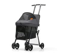 Pet Travel Stroller Folding Pet Stroller Dog Cat Travel Adjustable Canopy Storage Brake Mesh Window for Small Medium Dog 4 Wheel,C (Color : OneColor)