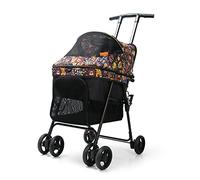 Pet Travel Stroller Folding Pet Stroller Dog Cat Travel Adjustable Canopy Storage Brake Mesh Window for Small Medium Dog 4 Wheel,C (Color : B)