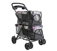 Pet Travel Stroller Medium Small Dogs Cats Double Pet Stroller One-Hand Folding,With large storage bag,A (Color : B)